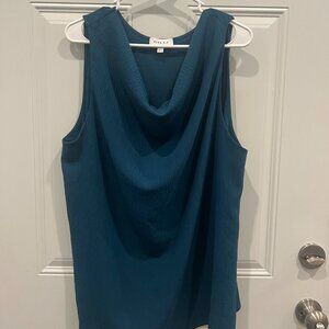 Gilli cowl neck dark turquoise sleeveless dress blouse size 1X
